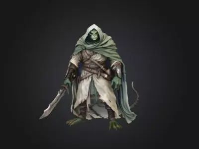 Lizardfolk Ranger Low-poly 3D model