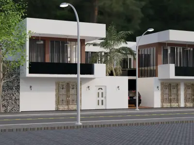 Modern House with Pool 3D model