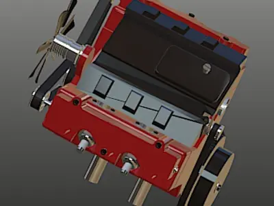 TOYAN FS-V400WA Water-Cooled V4 Engine - High Poly 3D Model 3D model