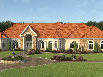 Exterior render front elevation for these mediterranean house... 3D model