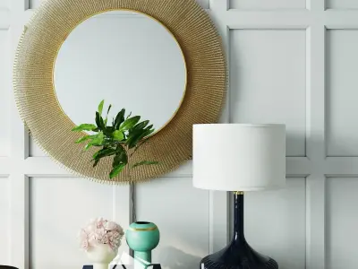 Media console with decor by CB2 3D model