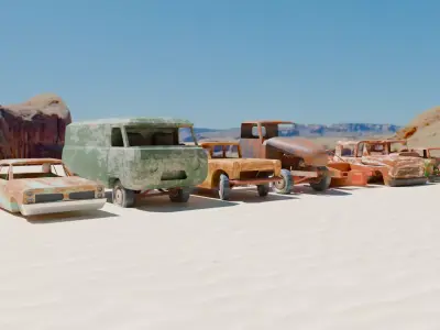 Low Poly Rusty Vehicle Pack - 9 Game Ready Cars and Trucks Low-poly 3D model