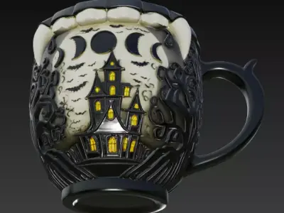 Haunted Moonlit Castle Mug 3D print model