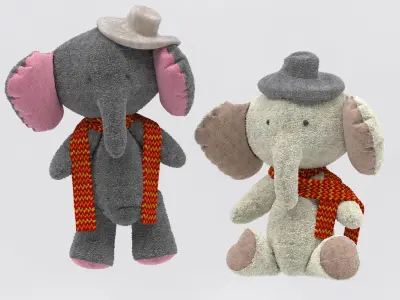 Plush elephant toy 3D model