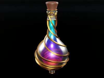 Ornament magic potion bottel 3D model for games 3D model