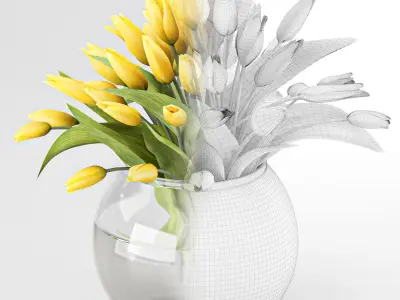 Bouquet of yellow tulips  3D model