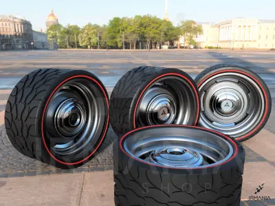 JrMania Mopar Steelies plus Tires  3D print model