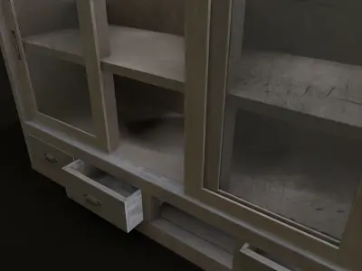 Old Japanese Shelf Low-poly 3D model