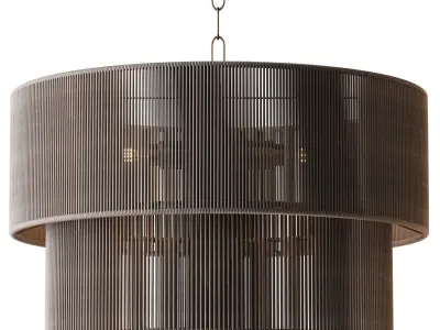 5-Lights Hand-Woven Rattan Pendant Light 3D model