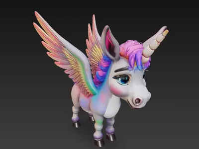 Donkeycorn Rainbow Realistic 3D Model Basic - Donkeycorn Low-poly 3D model purchase