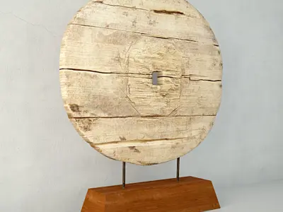 Chinese Elm Cart Wheel on Stand 3D model