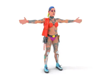 Vibrant Cyberpunk Character model pack Low-poly 3D model