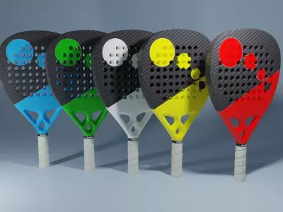 Carbon fiber padel racket 3D model