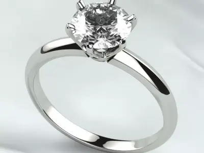 7mm Gemstone Tiffanys Style Gold Ring 3D print model