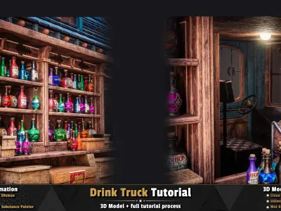 Drink Truck  3D Model Low-poly 3D model