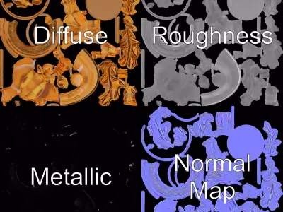 Golden Soccer Trophy model pack with detailed design Low-poly 3D model