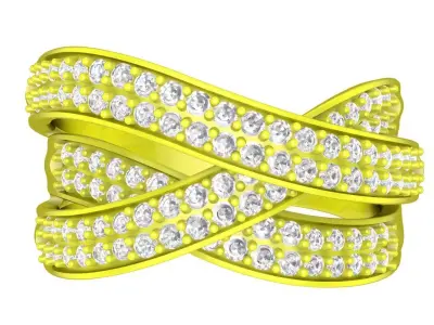 Luxury Crossover Pave Diamond Ring Jewelry 3D Model  4508 3D print model