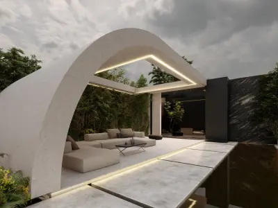 Modern Minimalist Outdoor Lounge Scene  3D model