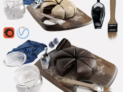 Decorative Kitchen Cake Set 3D model