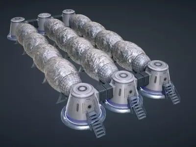 Mars KitBash - Station Low-poly 3D model