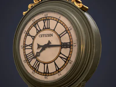 Street Clock Hight Low Poly Low-poly 3D model