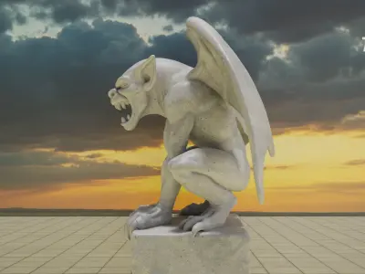 Gargoyle Guardian Statue Stone  Low-poly 3D model