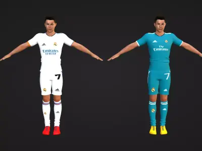 Cristiano Ronaldo - Real Madrid - Two Models Low-poly 3D model