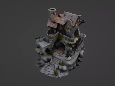 Enchanted Cliffside Cottage 3D model