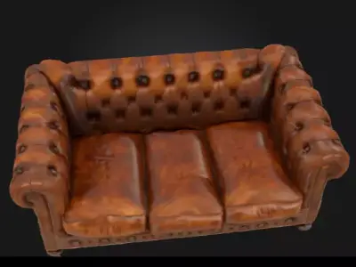 3D MODEL Realistic Chesterfield Leather Sofa  Vintage Brown 3D model