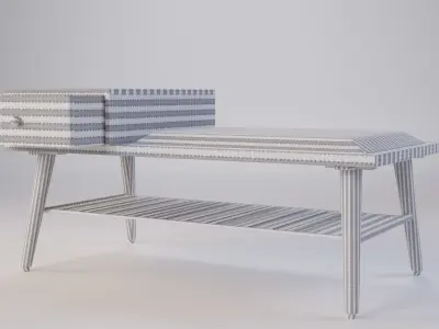 Sofa Stool With Shoe Rack 80x40x38 3D model