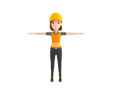 CartoonGirl037 Female Worker 3D model