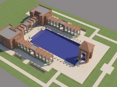 Traditional Moroccan Pool Style Tamouda Bay 3D model