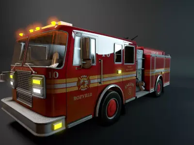 Firetruck Vehicle Low-poly 3D model