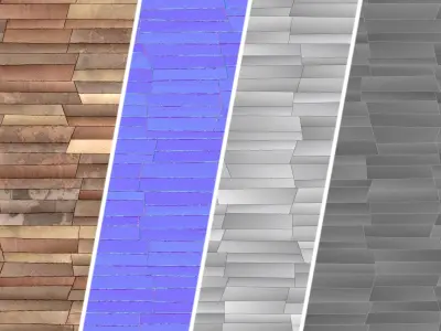 Stone Wall Materials 104- MultiColor StoneWall - Pbr 4k Seamless Texture