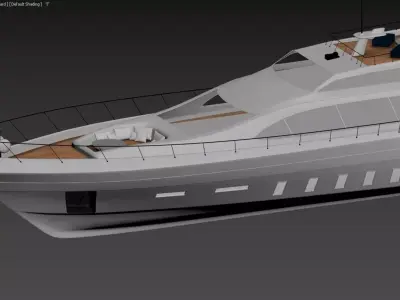 Luxury Open-Style Motor Yacht White with Teak Decks and Navy  3D model