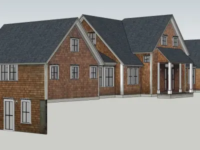 American house - outer shell only Low-poly 3D model