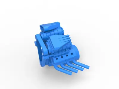 Engine V8 double supercharger Version 3 Scale 1 to 25 3D print model