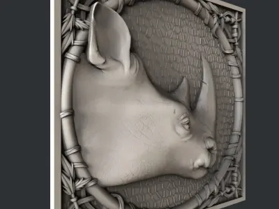 3d STL models for CNC rhinoceros 3D model