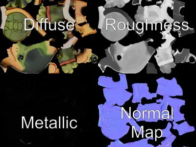 Charming Turtle Adventurer Rigged and Animated Character Model Low-poly 3D model