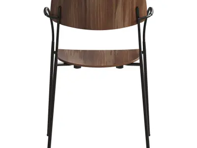 Ella Chair Four Legs base Laminate Long Armrest By Martela 3D model