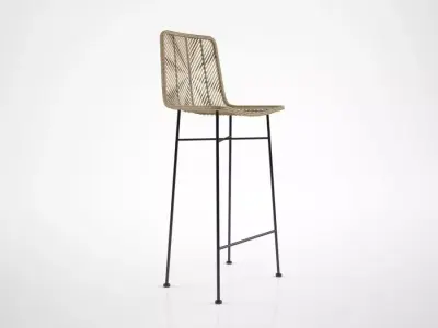 Bloomingville Natural Rattan bar stool 3D model