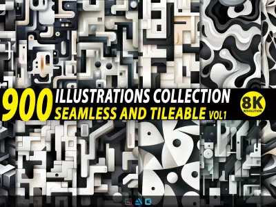 900 Digital illustrations Pattern Collection -Vol1 - 8K Res Texture