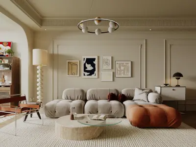 luxury living room dining room interior scenes 42 3D model purchase