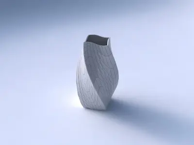 Vase twisted quadratic with wavy grid plates 3D print model