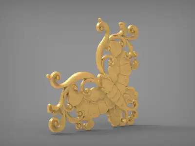 Floral Wood Carving for Furniture - 10 3D model
