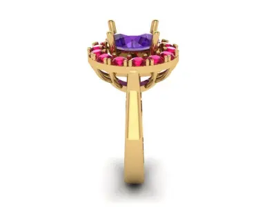 Ring11 amethyst ring gold 3D model