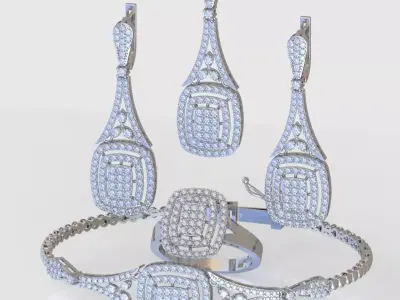 Ring Bracelet Earring and Pendant Set 3D printable model 0109 3D Model Pack