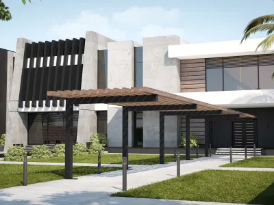 Modern House 01 - villa 3D model 3D model Free 3D model