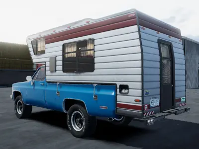 80s Camper Truck unity asset Low-poly 3D model