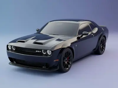 Menacing Dark Blue Dodge Challenger SRT Hellcat Low-poly 3D model